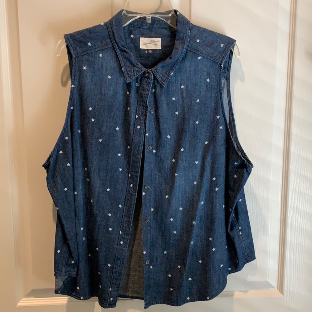 Sleeveless denim blouse